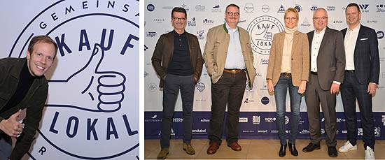 v.l.n.r. David Thomas, Kauf Lokal Initiator; Frank Troch, GF Hirmer; Flori Schuster, GF Sporthaus Schuster; Nina Hugendubel, GF Hugendubel; Caspar-Friedrich Brauckmann, GF Kustermann; Robert Waloßek, GF Bettenrid  (©Foto: Kauflokal)